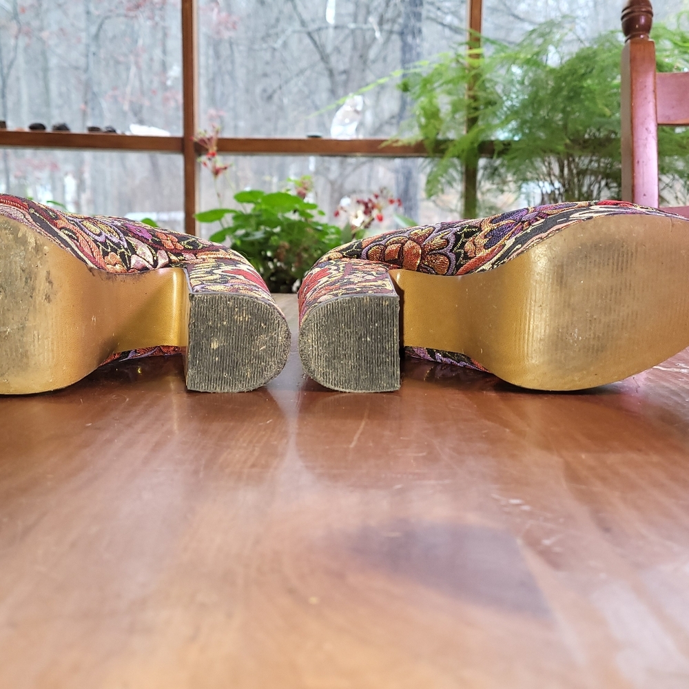 Floral Platform Metallic Brocade Ankle Boot 6.5 - Picture 10 of 11